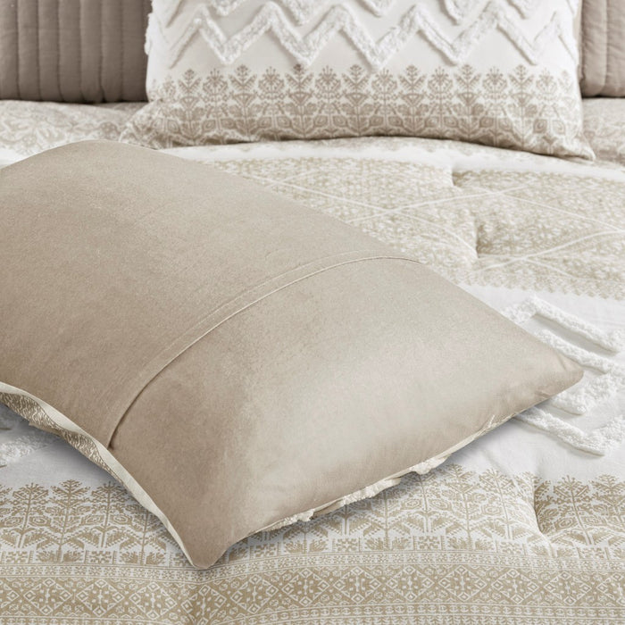 Roseville-Taupe-Boho-Farmhouse-Comforter-Set-White-Stone-Decor-5