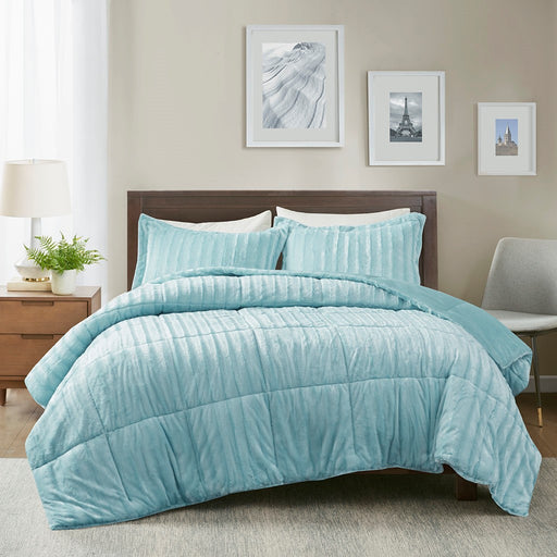 Shayla-Aqua-Blue-Faux-Fur-Luxury-Comforter-Set-White-Stone-Decor