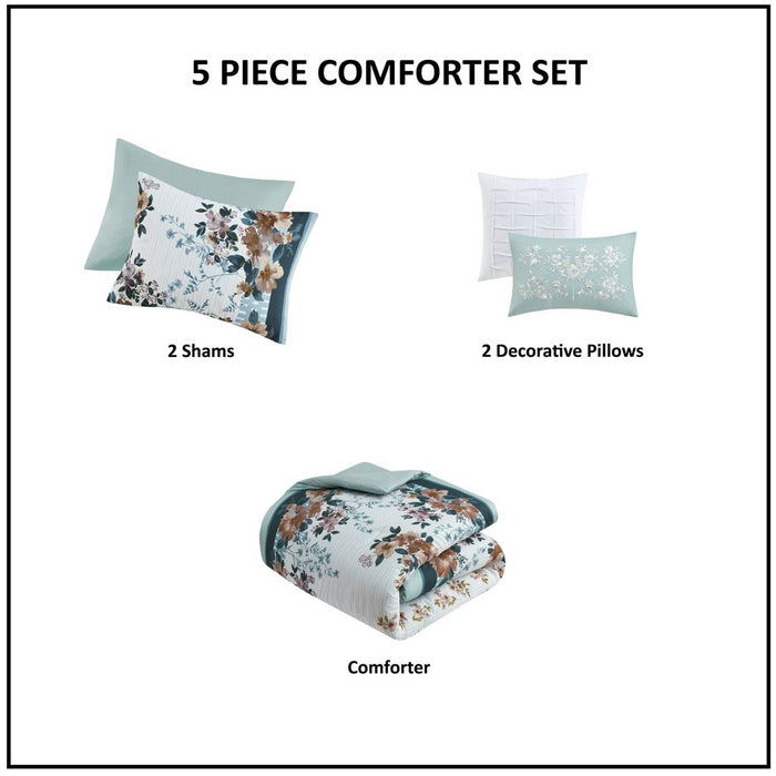 Sidney-Teal-Fenced-Flower-Garden-5-Piece-Comforter-Set-White-Stone-Decor-5