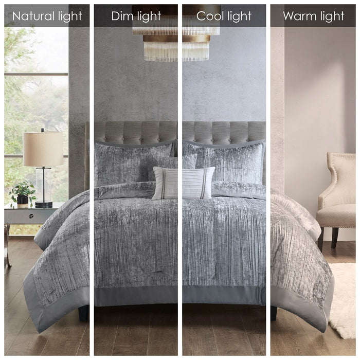 Silver-Gala-Velvet-Luxury-5-Piece-Comforter-Set-White-Stone-Decor-8
