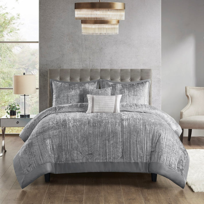 Silver-Gala-Velvet-Luxury-5-Piece-Comforter-Set-White-Stone-Decor