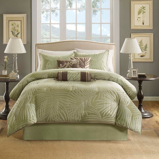 Tropical-Green-Palm-Leaves-7-Piece-Comforter-Set-White-Stone-Decor