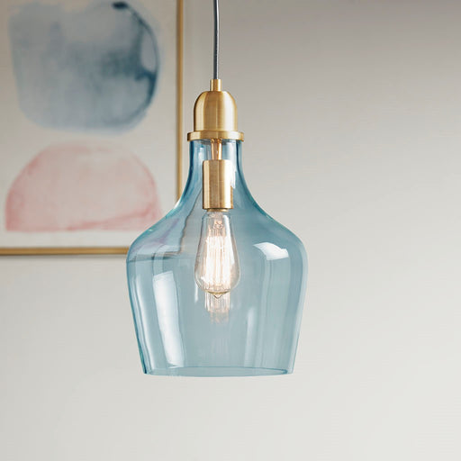 Williams-Gold-Industrial-Blue-Shade-Pendant-White-Stone-Decor-1