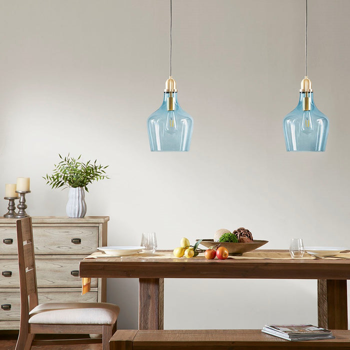 Williams-Gold-Industrial-Blue-Shade-Pendant-White-Stone-Decor-2