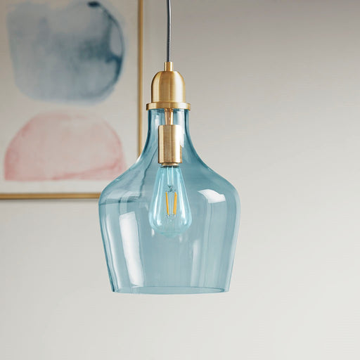 Williams-Gold-Industrial-Blue-Shade-Pendant-White-Stone-Decor